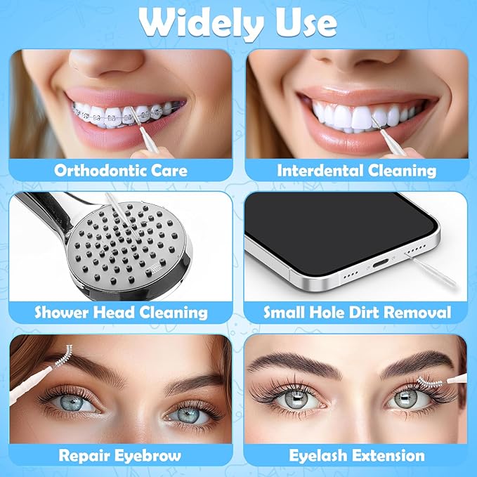 120Pcs Interdental Brushes, 360° Bendable Soft Bristles Braces Flossers Dental Brushes Between Teeth Gum Interdental Brushes for Gum Braces Oral Teeth Cleaning Tool (White)