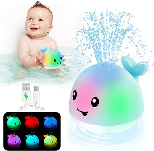 Baby Boy Bath Toys, Christmas Stocking Stuffers 1 Year Old Boy Gift, Toddler Bath Toys for Kids Ages 1-3, Light Up Whale Bath Toy Sprinkler Infant Baby Toys 6-12-18 Months Bathtub Fountain Toy