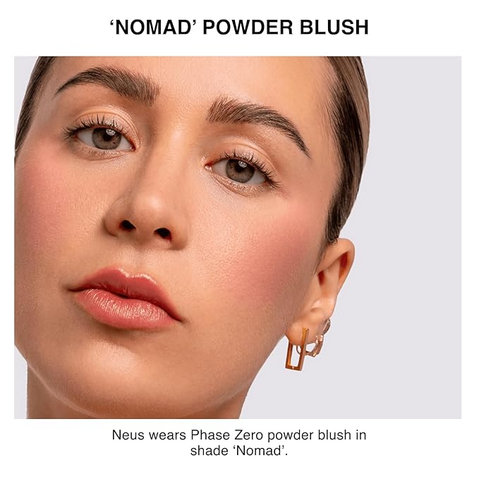 Phase Zero Makeup Powder Blusher - "Nomad" - 4g / 0.141 oz - Full Coverage, Natural Blush - Soft, Buildable Pink, Coral, Peach & Golden Hues - Matte & Shimmering Shades Gives Cheeks a Radiant Glow