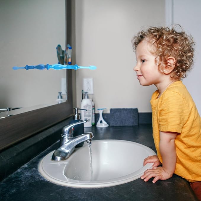 Newday Kids toothbrushes 6 Pack Soft Bristles Fun Lovely with Suction Cup, Includes Travel Covers, Animal toothbrushes for Kids Boys & Girls, Toddlers & Children's Teeth Age 3+, (Blue&Green&Red)