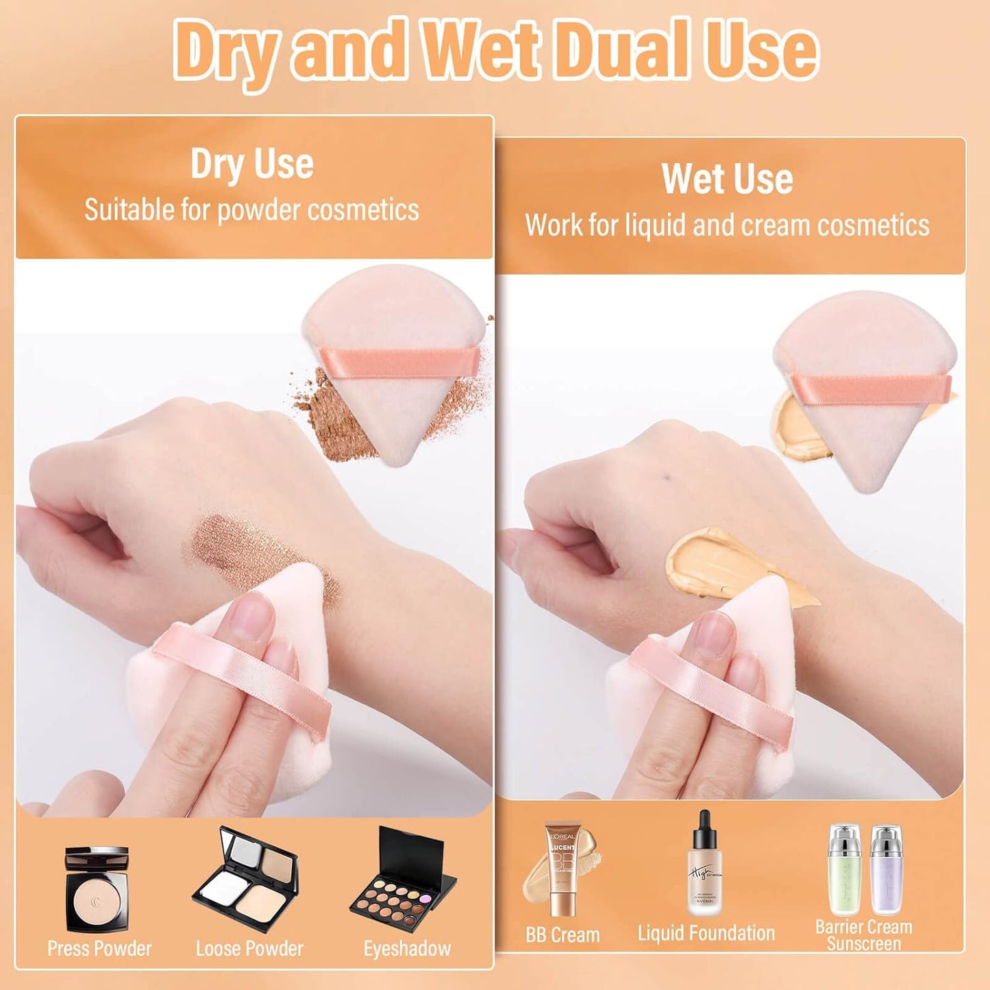 20pcs Triangle Powder Puff, Setting Powder Puff for Make Up, Face Puff Pads for Loose Powder and Press Powder, Makeup Sponge Powder Applicator for Face and Eye