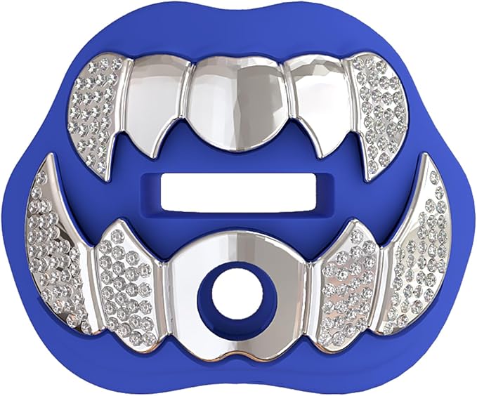 LeCool Football Mouth Guard with Connected Strap- 3D Beast Chrome Adult and Youth Mouth Guard-Mouth Piece for Sports for Maximum Air Flow and Teeth Protection