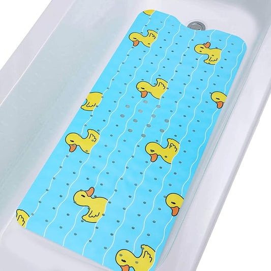 Bathtub Mat Non Slip Shower Mat for Kids Adults & Elderly 40X16 Inch Extra Long Anti Slip Bath Mats for tub Mat with Suction Cups and Drain Holes,Duck