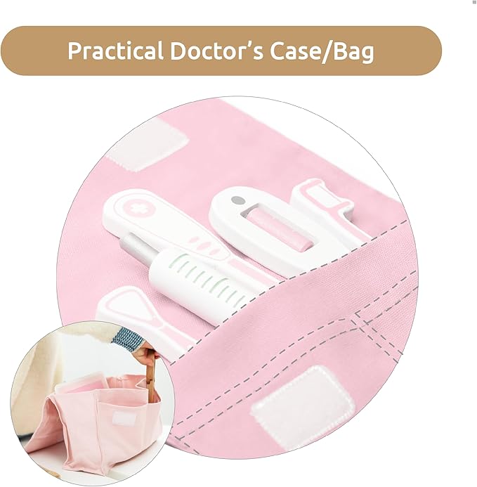 UMU® Wooden Doctor Kit for Kids – 18 pcs Doctor and Dentist Play Set for Toddlers with Stethoscope, Syringe, Tooth Model & More – Medical Pretend Play Toy for Girls Ages 3 4 5 6