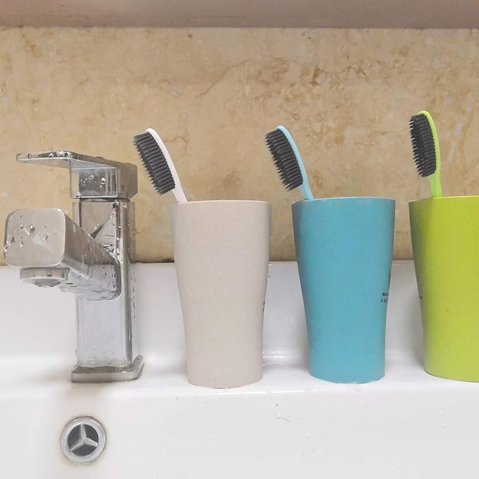 EasyHonor Huge Head Toothbrush, Medium Soft Toothbrush BPA Free for Proper Dental Care, 4 Pack with Black Charcoal Bristles.