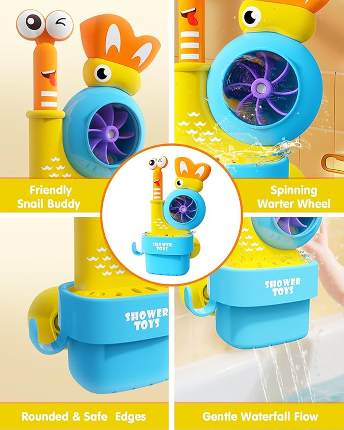 Bath Toys for Kids Ages 1-3: Snail Set with Watering Cup, Toddler Interactive Bath Toys with Strong Suction Cup, Attach to Any Tub or Shower Fun for Bath Time - Great for Boys, Girls Shower Gifts