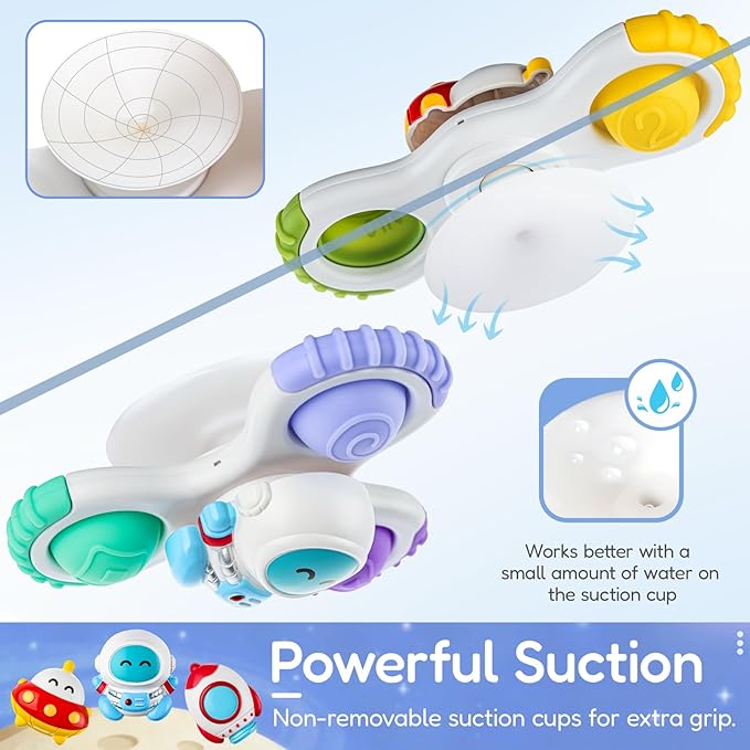 ALASOU 3PCS Pop Suction Cup Spinner Toys for 1 Year Old Boy Girl|Novelty Spinning Tops Toddler Stocking Stuffers|Baby Bath Toy for Kids Ages 1-3|1 Year Old Boy Christmas Birthday Gift for Infant