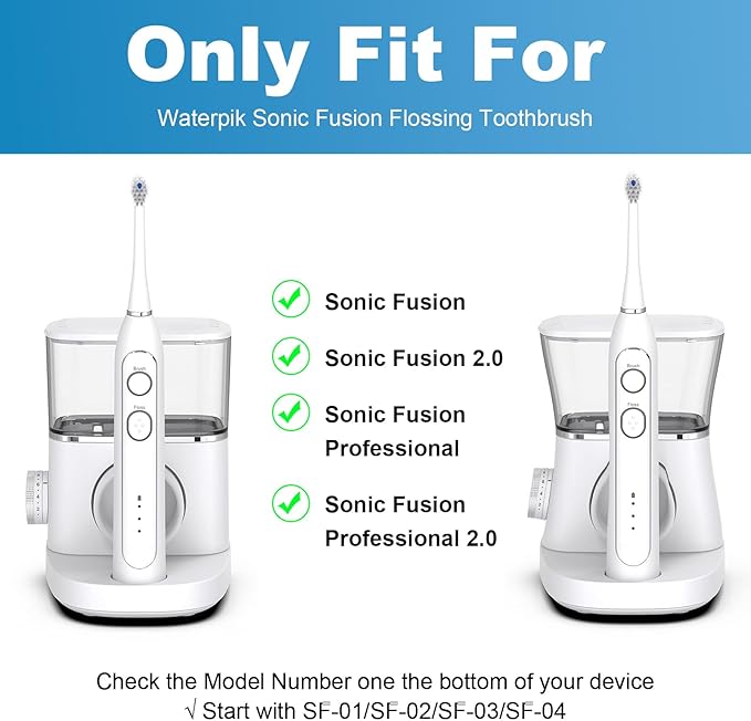 Replacement Brush Heads for WaterPik Sonic-Fusion 2.0 Flossing Toothbrush (SF-03/SF-04) and Sonic-Fusion Flossing Toothbrush (SF-01/SF-02),5 Count White with Covers