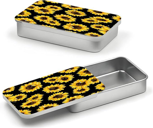 Portable Dental Floss Case, Refillable Cute Travel Floss Dispenser for Men & Women, Pocket Travel Floss Picks Case for Purse, Backpack, Bag Bright Yellow Sunflowers