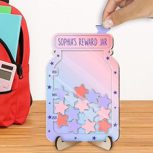 Custom Reward Jars for Kids - Magnetic Reward Jar for Classroom Behavior – Incentive Jar with Stars for Teachers & Kids – Class Rewards Chart, Potty Training, Behavior Management Tool, TT09