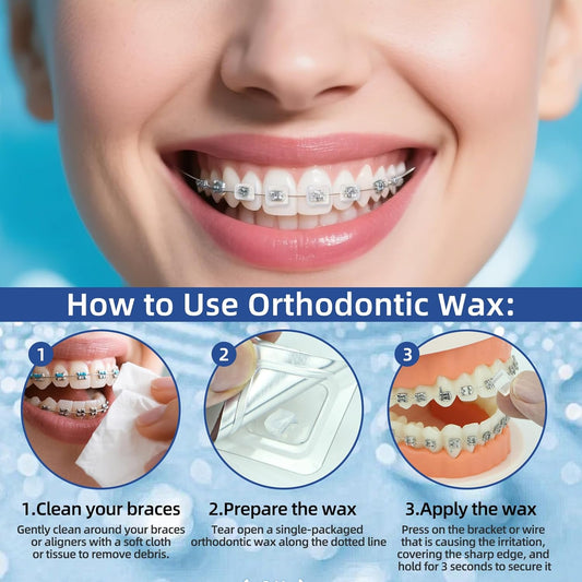 RAZOKO Orthodontic Wax for Braces Wax Dots Gentle Comfort, Clear Invisible Fit, All Day Protection 24 Individual Hygienic Packaging Dental Wax
