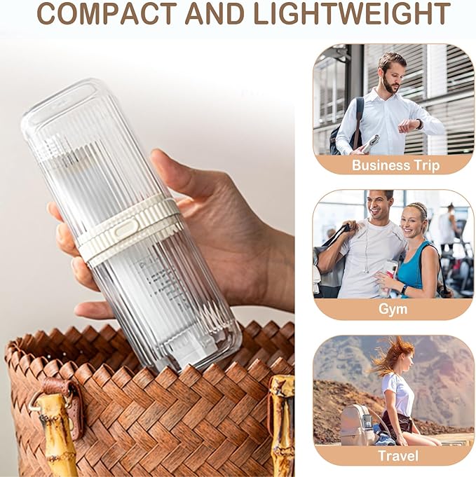 Toothbrush holders travel, Portable Toothbrush Case with Cover, Large Toothbrush Holders for Bathrooms, Travel Toothpaste Container for Camping, Hiking, Gym, Trip and Bathroom (Clear White)