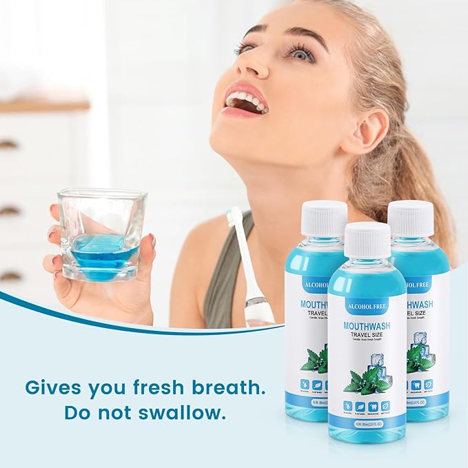 50 pcs Travel Size Mouthwash Bulk, 80ml/2.7fl oz, Mini Fresh Mint Portable Mouthwash Individual Bottles for Travel Toiletry Kits