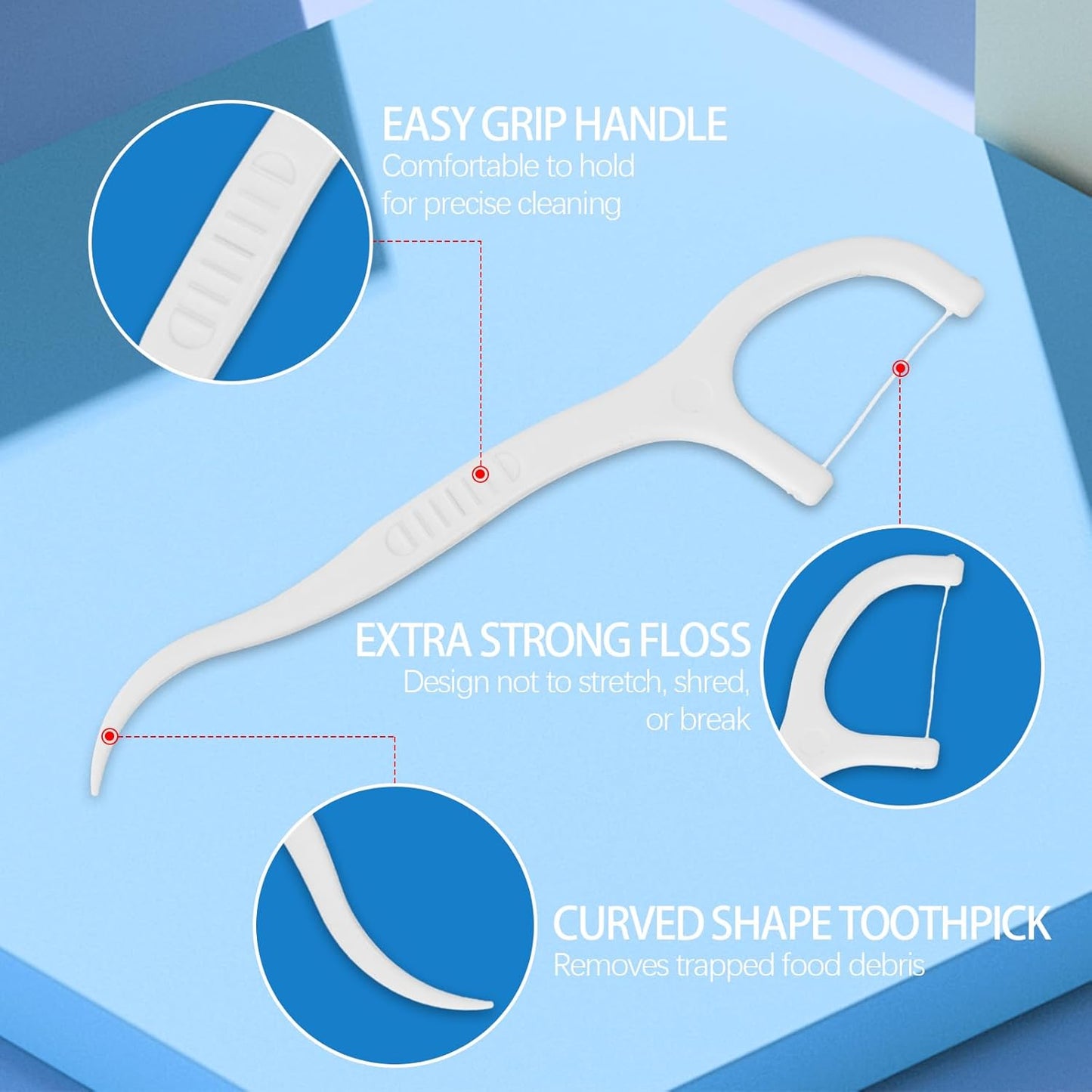 Dental Floss Picks 300ct - Dentist-Approved Double Clean Flossers with Toothpick | Extra Strong Floss & Built-in Pick | Ergonomic Handle for Teeth & Gums | Portable for Kids & Adults