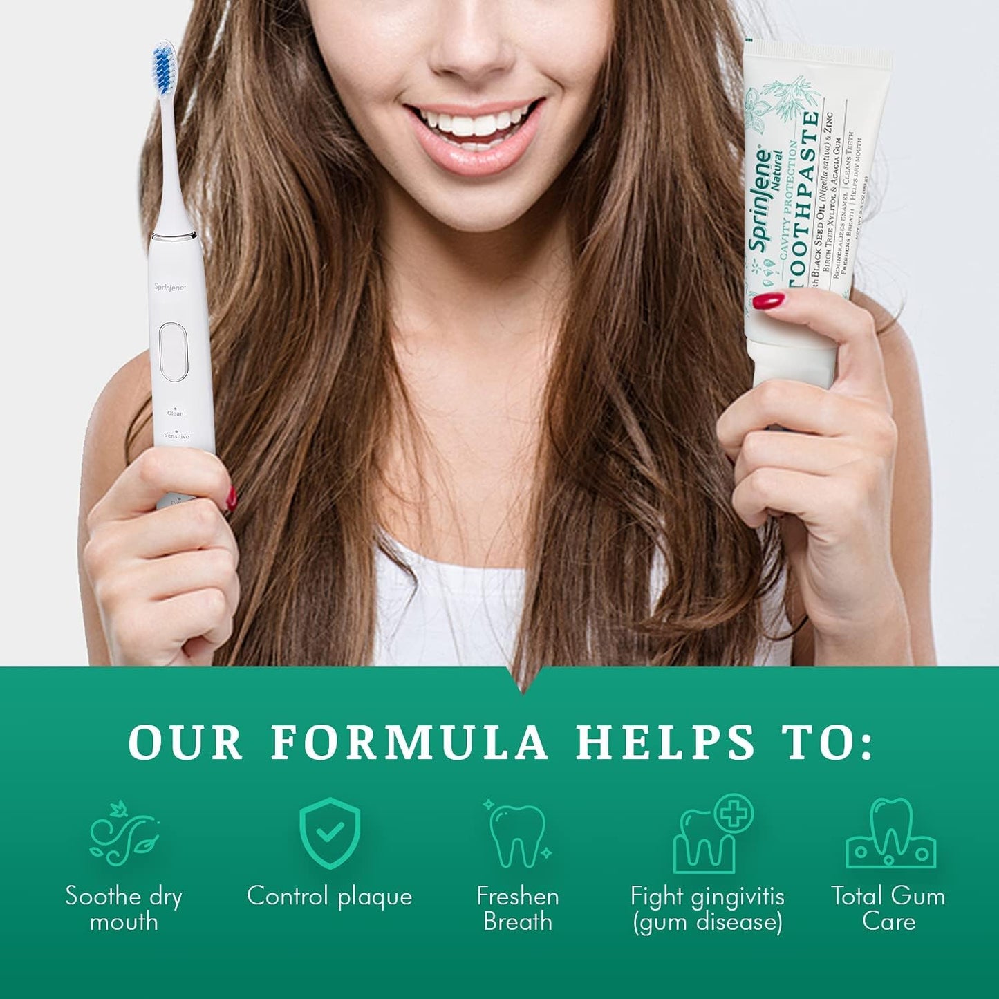 SprinJene Natural Fluoride Toothpaste – Natural Toothpaste for Gum Health & Cavity Protection – Patented Black Seed Oil & Zinc Formula for Healthy Teeth & Gums – Made in The USA (4 Pack)