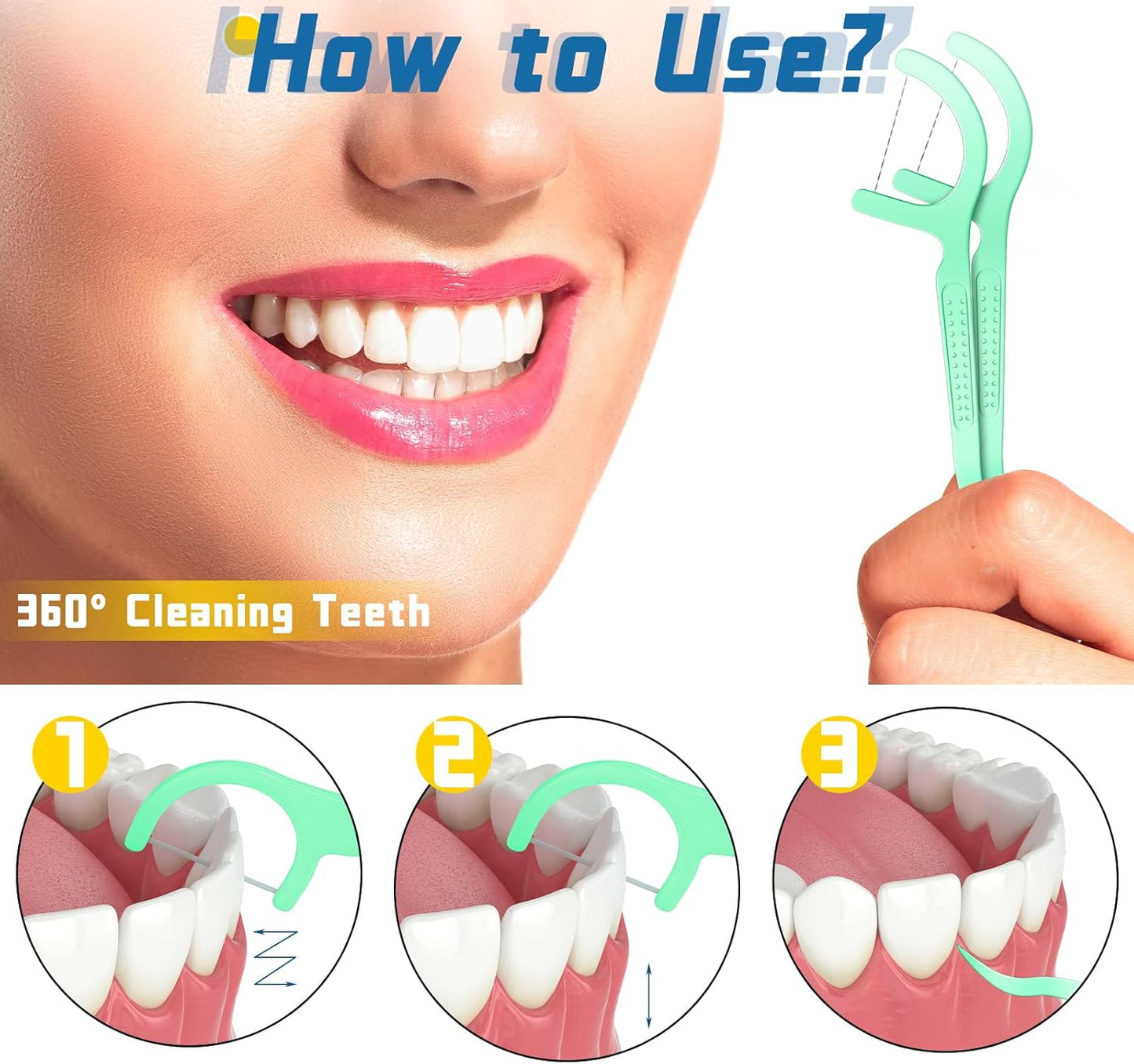 Maxdot 1000 Count Fresh Mint Flavor Dental Flosses Picks Bulk High Toughness Dental Floss Tooth Picks Flossing System for Adults Family Travel Tight Spaces Teeth Cleaning