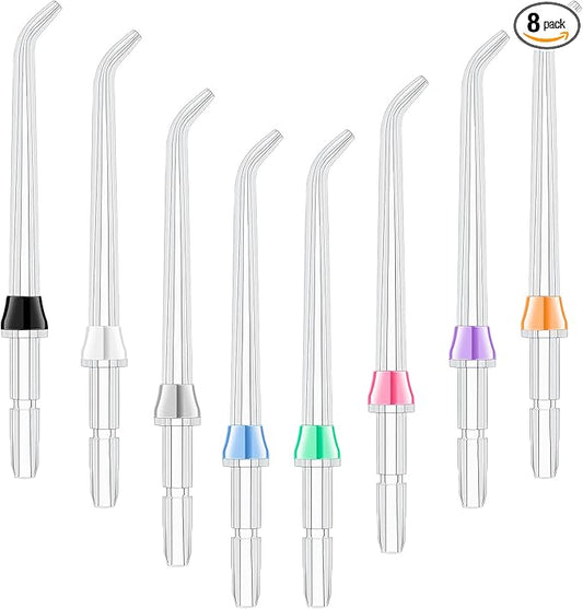 Nuanchu 8 Pieces Compatible with Waterpik Replacement Flossers Replacement Tips, Classic Jet Tips Flosser Refill Heads Replacement Heads for Water Toothpick (Classic Jet Tips)