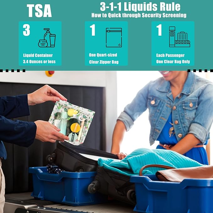 TSA Approved Toiletry Bag, Set of 3 Clear Travel Toiletry Bag Quart Size Zipper Travel Pouch, Waterproof Makeup Cosmetic Bag for Women Men Kids Toiletries Carry on, Hearts