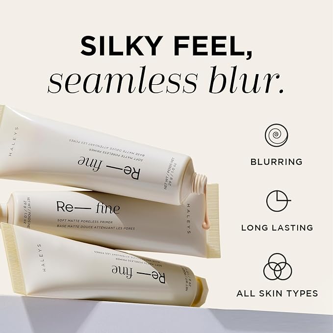 HALEYS Re-fine Soft Matte Poreless Face Primer - Mattifying Primer for Oily Skin, Pore Blurring Primer with Vitamin C & E, Pore Minimizer for Face, Long-Lasting Foundation Primer Base Makeup