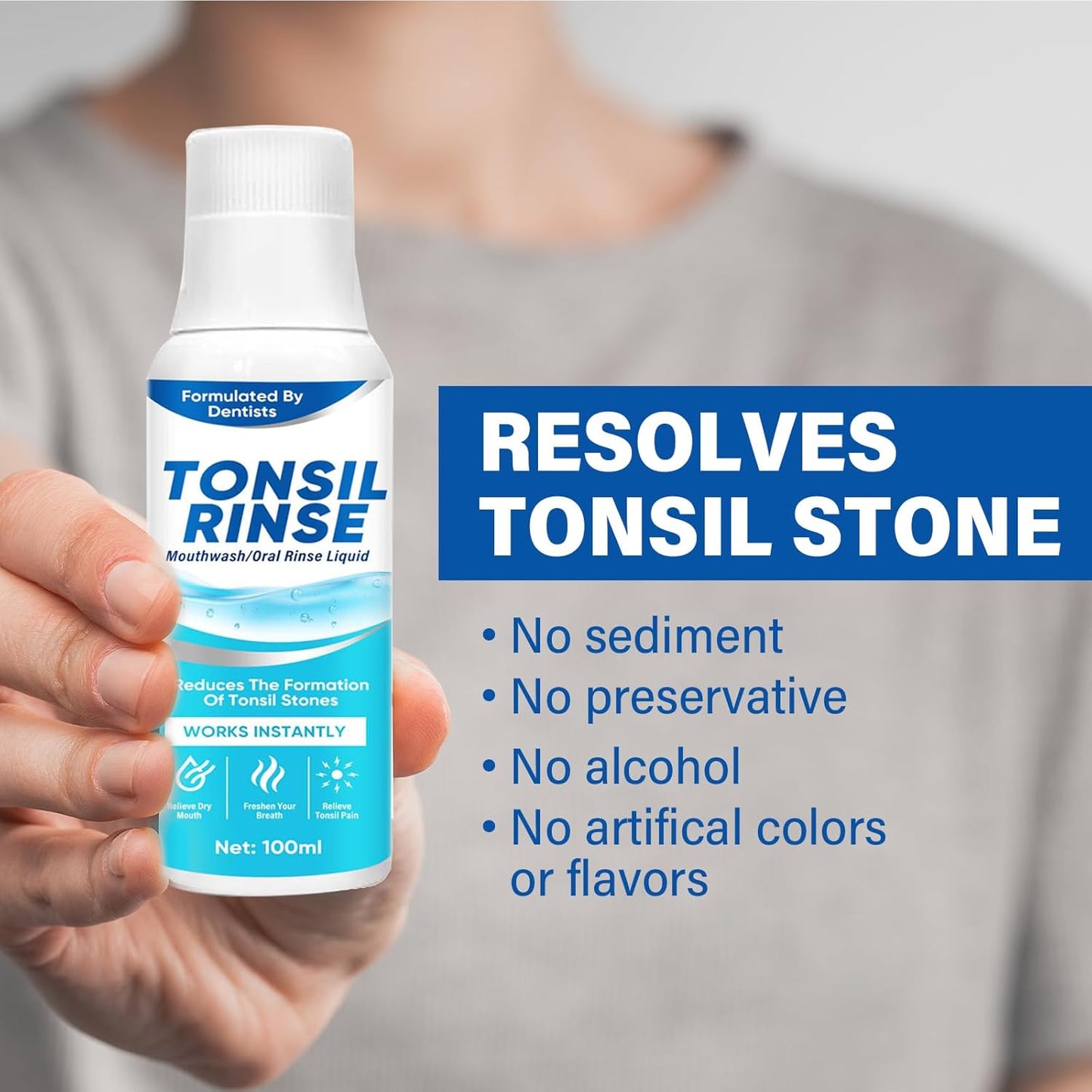 Tonsil Stone Remover, Natural Ingredients Mouthwash or Oral Rinse Liquid to Help Soothe Tonsils, Effectively Soothe Dry Mouth & Freshens Breath Tonsil Stone Mouthwash-Mint