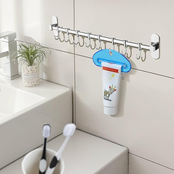 5Pcs Plastic Tooth Paste Tube Squeezer Dispenser, Hanging Roller Tube Squeezer Holder for Saving Toothpaste Creams, Facial Cleanser and Paint, Kid-Friendly Bathroom Accessory (Transparent)