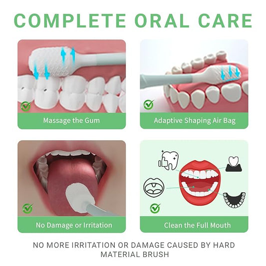 Gum Care Silicone Sensitive Toothbrush & Gel Combo | Soft Oral Cleaner with Air Bag | Bad Breath Odor Eliminator | Complete Oral Care | Gentle Mint (Set of 1)