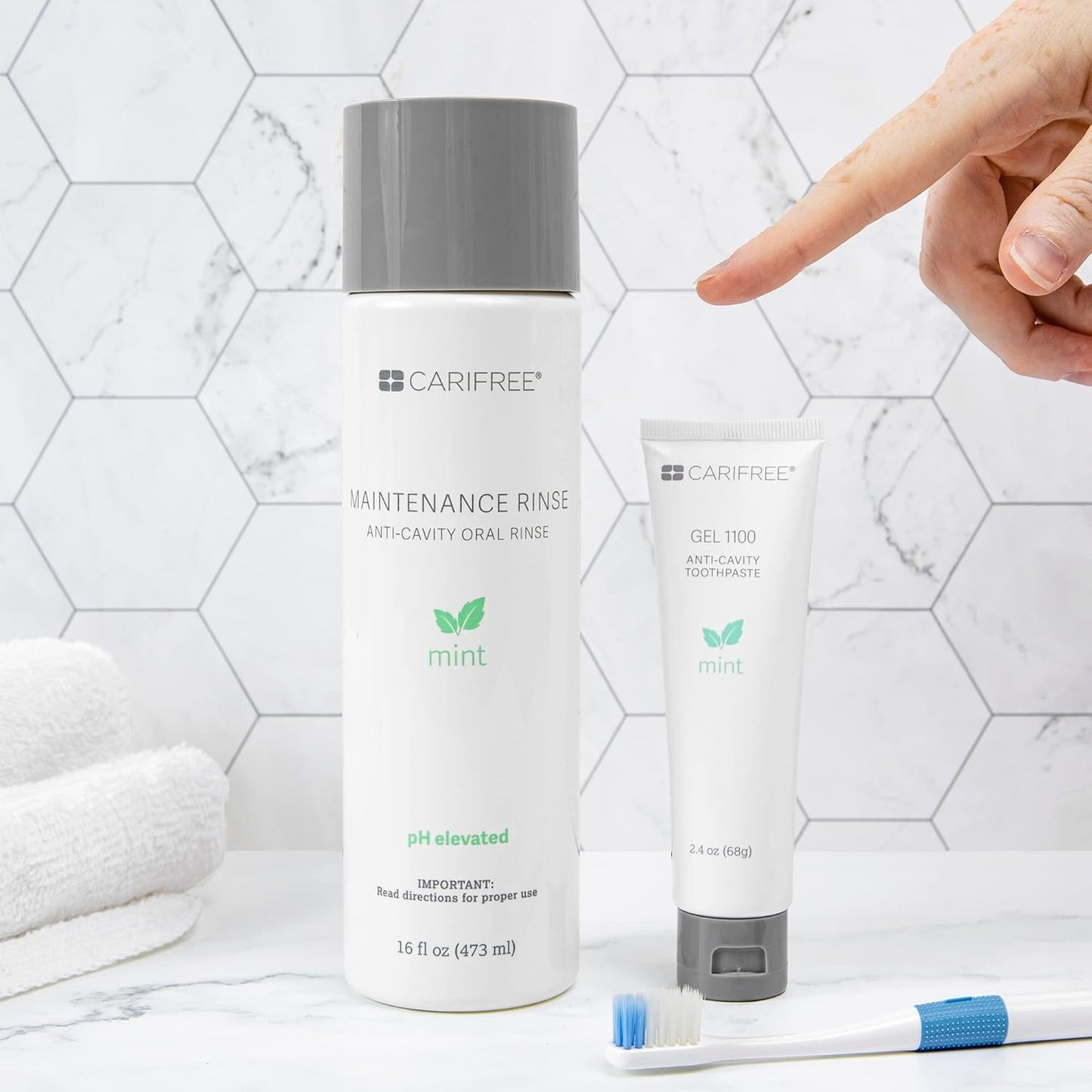 CariFree Maintenance & Prevention Kit, Mint | Anti-Cavity Fluoride Toothpaste & Mouthwash Freshens Breath and Moistens Mouth | Dentist Recommended for Oral Care (2 Piece Set)