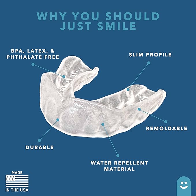Just Smile Night Guard 2 Pack - Mouth Guard for Teeth Grinding & Clenching Teeth, Moldable & Custom Nightguard for Grinding (Clear)