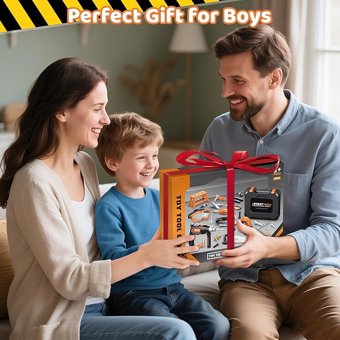 OCHIDO Kids Tool Set with Tool Box & Electronic Toy Drill, 41PCS Toddler Tool Set Kids Construction Toys for Ages 3,4,5,6,7,8, Kid Tools Boy Toys for Boys Christmas Birthday Gifts