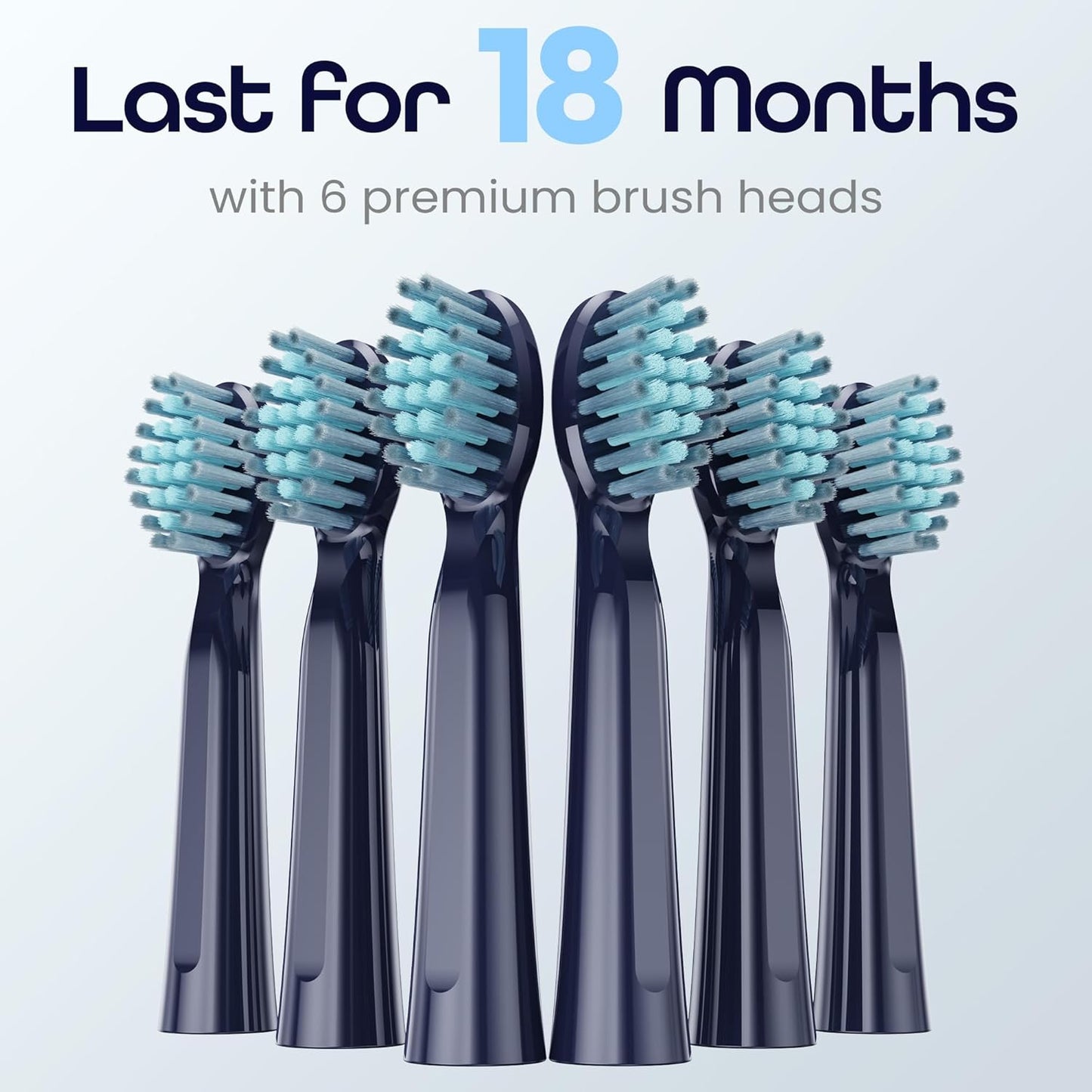 7AM2M Sonic Electric Toothbrush for Adults High Power Rechargeable Toothbrushes with 6 Brush Heads,5 Adjustable Modes, Built-in 2-Minute Smart Timer,3 Hours F Blue