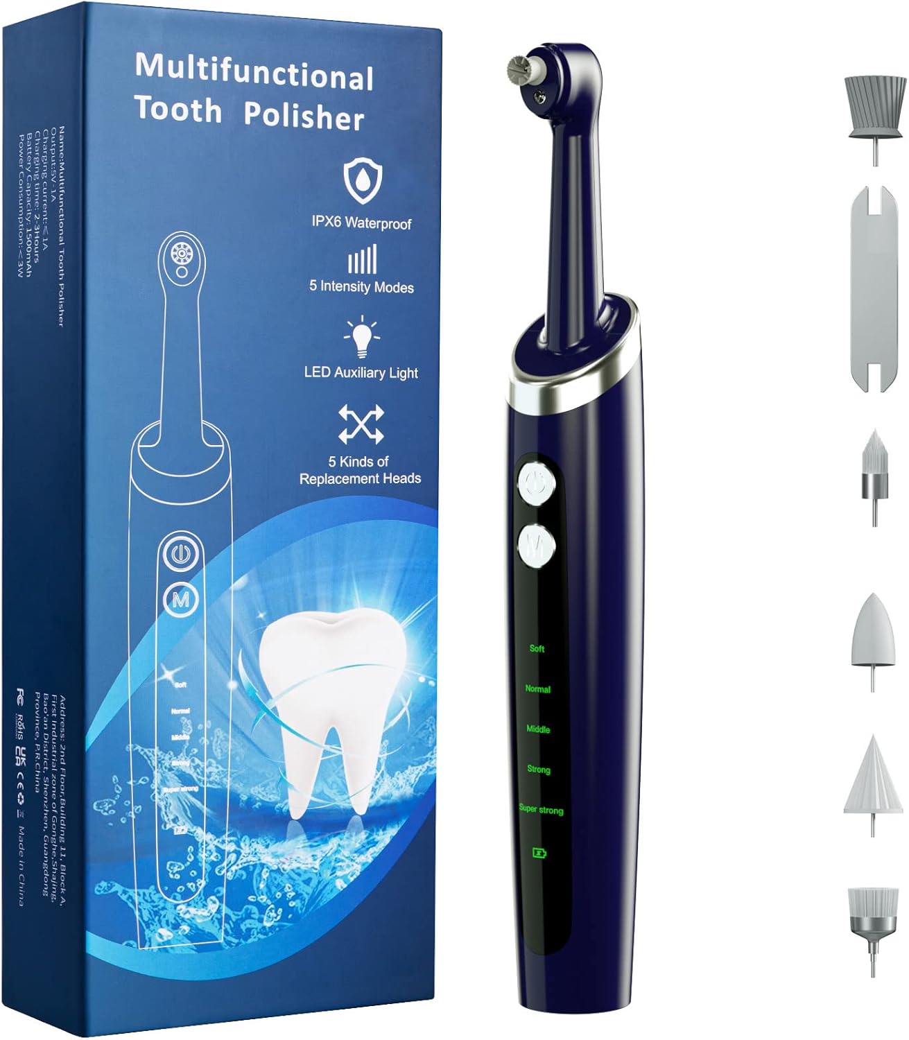 Teeth Polisher and Plaque Remover,Tooth Polishing Kit with 5 Replacement Heads & Cleaning Modes,USB Rechargeable,Ipx6 Waterproof,Teeth Polisher Electric Professional for Adults &Kids