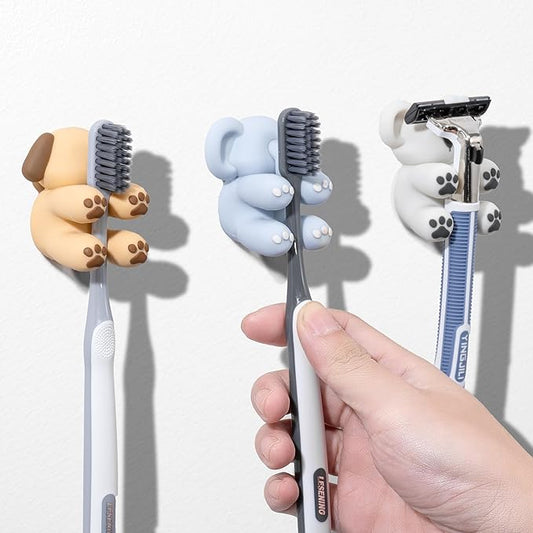Li&Zhao Funny Silicone Toothbrush Holders - 3 PCS Kids Toothbrush Holders Wall Tooth Brush Holder for Bathroom Cute Toothbrush Holder Suction Animal Toothbrush Holder for Kitchen Living Room Office