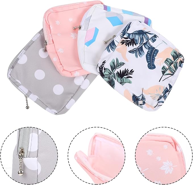 Amosfun 20pcs Sanitary Napkin Storage Bag Teen Girl Period Pad Bags Mini Zipper Open Makeup Bag Polyester Cosmetic Packets