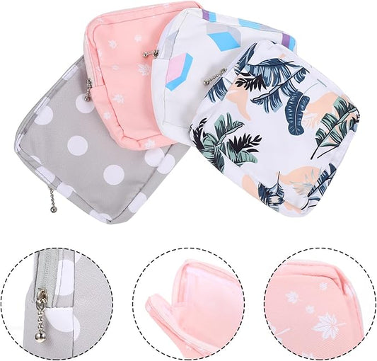 Amosfun 20pcs Sanitary Napkin Storage Bag Teen Girl Period Pad Bags Mini Zipper Open Makeup Bag Polyester Cosmetic Packets