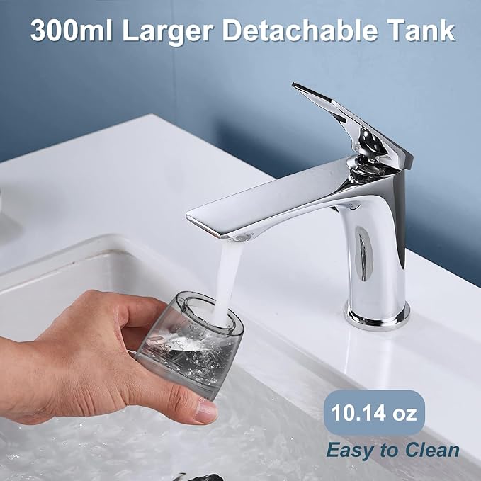 300mL Water Flosser Cordless - Rechargeable Travel Water Flossers for Teeth Cleaning with 5 Pressure Settings, 4 Tips, IPX7 Waterproof for Teeth Cleaning