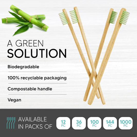 144 Pack Disposable Bamboo Toothbrushes with Toothpaste Built in - Prepasted Toothbrushes Individually Wrapped - Single Use Waterless Tooth Brush with Soft Bristles for Work, Camping, Travel