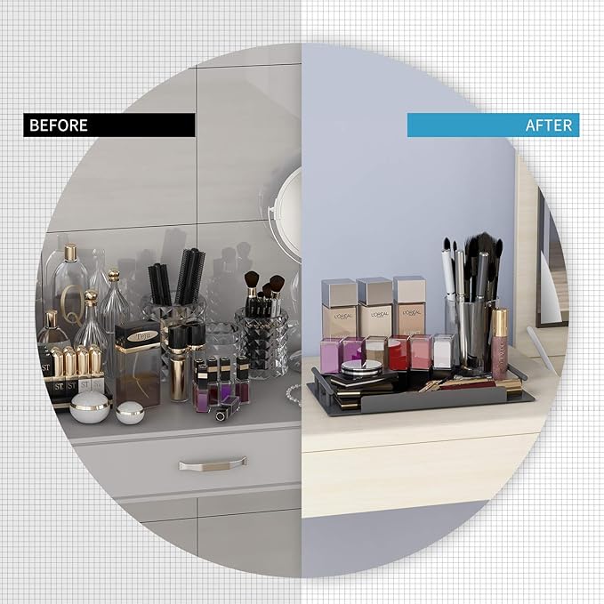 Bathroom Organizer Countertop,Counter Decorative Tray Cosmetic Organizer,Countertop Storage Shelf for Bathroom, Kitchen, Living Room, Bedroom, Dressing Table (2 Counts)