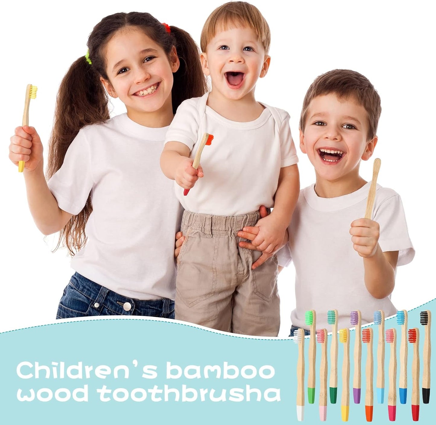 Estune 24 Pcs Kids Bamboo Toothbrushes Soft Bristle Individually Wrapped Toddler Toothbrush Manual Travel Tooth Brushes for Kids Children Adults School Travel Teeth Oral Supplies 5.7 Inch