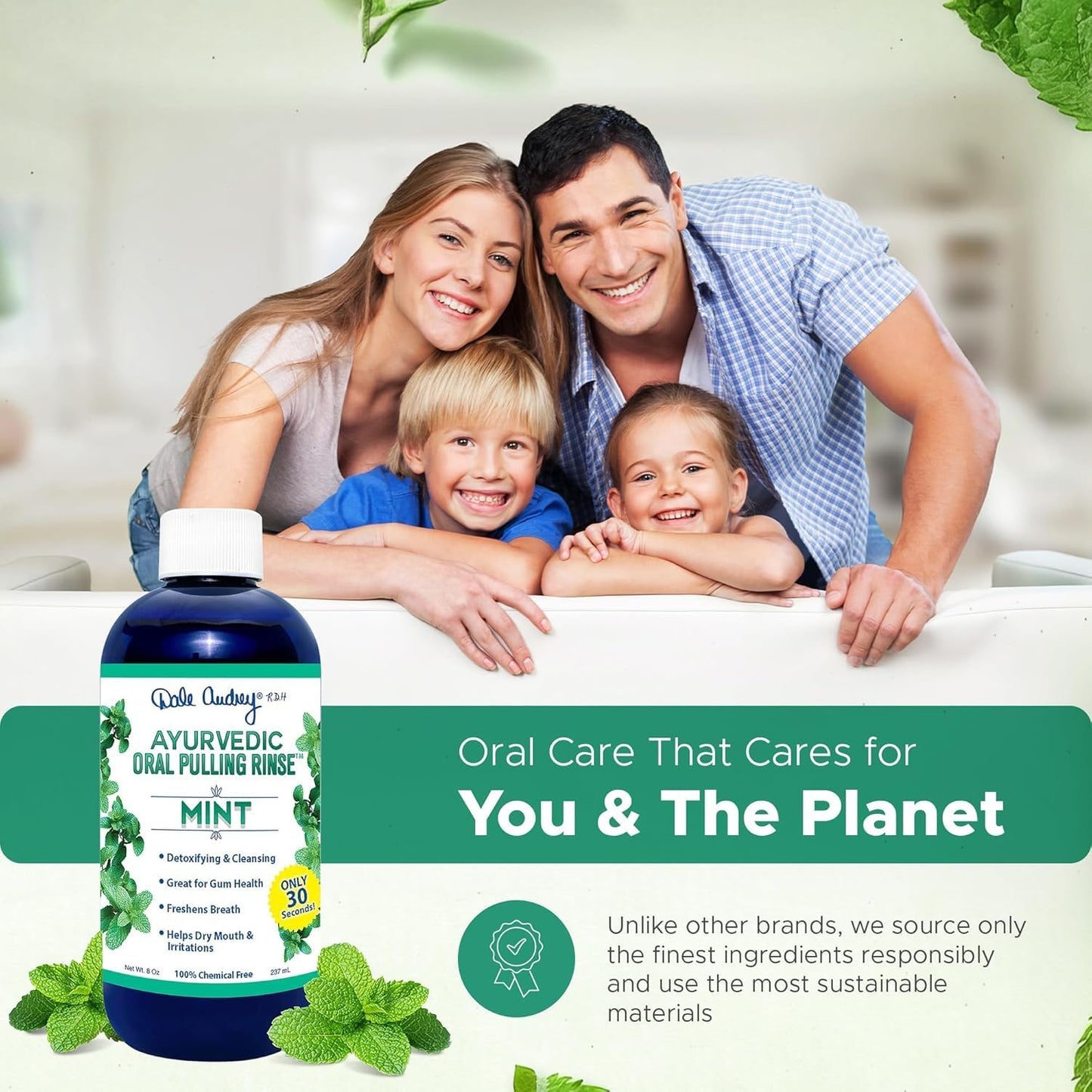 Pack of 3 Ayurvedic Organic Oil Pulling for Teeth and Gums | Refreshing Mint Flavored Oral Rinse Mouthwash | Essential Oils for Bad Breath | Teeth Whitening Pulling Oil & Gum Care Mouthwash-8 FL Oz