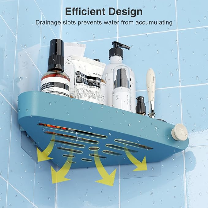 Sotfamily Shower Caddy Corner, 2 Pack Adhesive Corner Shower Shelves for Bathroom Organizers and Storage, Rust Free Plastic Rack for Bathroom Accessories & Decor, Light Blue