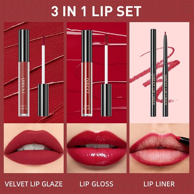 MAEPEOR All In One Lip Kit 3 In 1 Smooth Lipliner Lipgloss and Lipstick Set with Matte Velvet Liquid Lipstick Hydrating Moisturizing Lip Gloss and Creamy Lip Liner (Kit 05, Whiskey Honey)