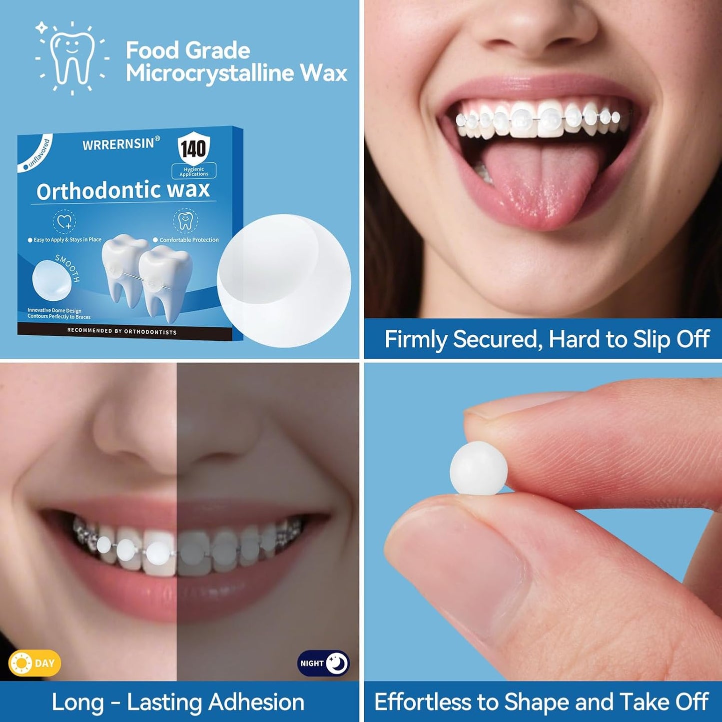 Braces Wax Dots Orthodontic Wax for Braces 140 Individually Wrapped Dental Kit for Wires Strawberry