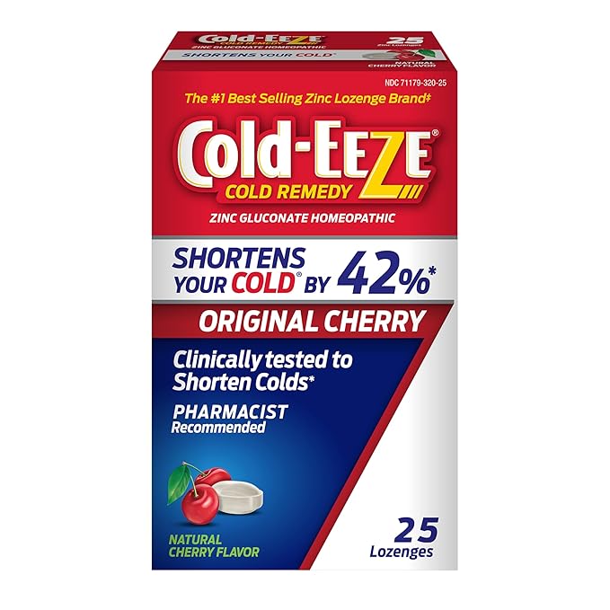 Cold-Eeze Natural Cherry Zinc Lozenges, 25 Count (Pack of 2)