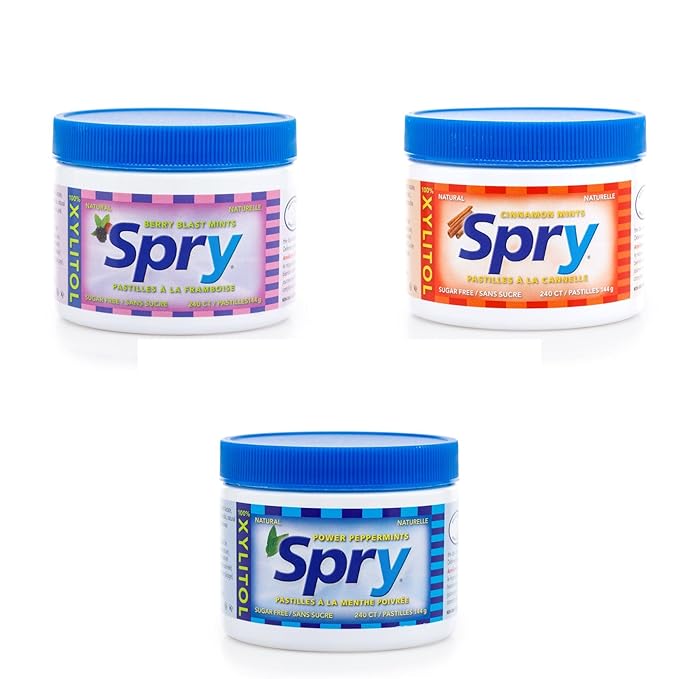Spry Xylitol Variety Mints Sugar Free Candy - Promote Oral Health, Increase Saliva Production, Stop Bad Breath, Non-GMO, Gluten-Free, 240 Count (Pack of 3)