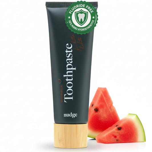 Nudge 10% Nano Hydroxyapatite Toothpaste, Remin+ Formula with Vitamin E, Fluoride-Free, SLS-Free, Helps Remineralize Enamel, Supports Dry Mouth Relief and Sensitive Teeth, Watermelon, 4 oz