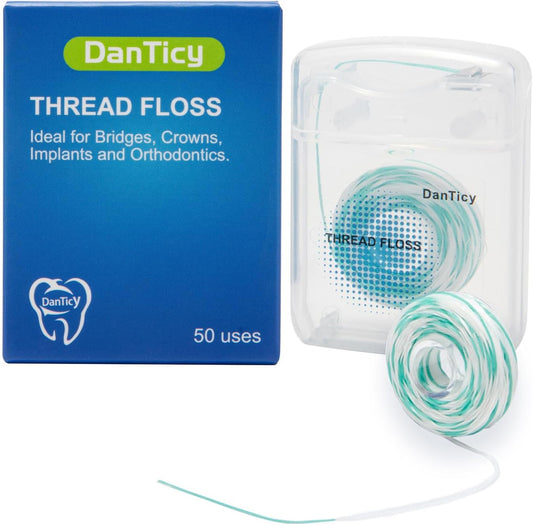 840D Fluffy Floss Threaders,Deep Clean Dental Floss for Braces, Bridges, and Implants,Super Floss, 50 Count, Pack of 1