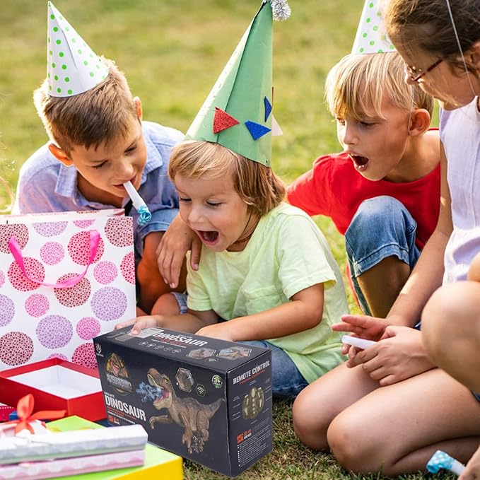 Remote Control Dinosaur Toys for Boys 3 4-7 8-12- RC Realistic Big T-Rex Gifts for Kids, Interactive Dino with Light Roar Spray Touch Sensing