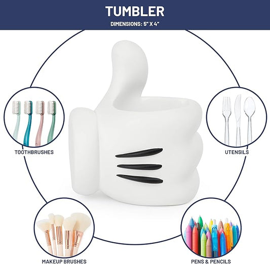 Jay Franco Disney Mickey Mouse Tumbler - White Resin Toothbrush/Pen Holder - Bathroom Décor