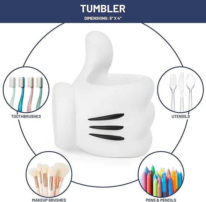 Jay Franco Disney Mickey Mouse Bathroom Organizer Set - 4 Piece Red, Black and White Accessories Includes Resin Soap Dispenser, Soap Dish, Toothbrush Holder and Tumbler - Bathroom Décor