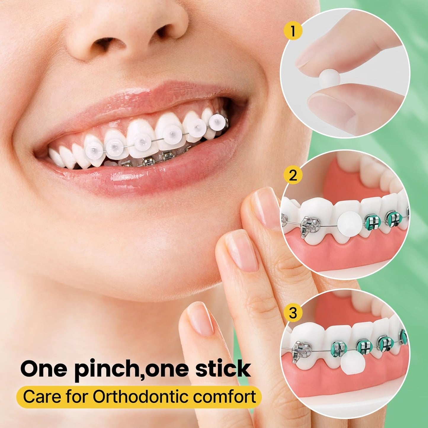 Orthodontic Wax for Braces Wax Individual Hygienic Packaging Dental Wax Dots (90PCS, Mint)